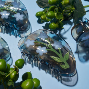 Winona Irene Forget-Me-Not Claw | Cellulose acetate hair claw with flowers | The Lake