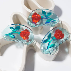 Winona Irene Red Rose Hair Claw blue crystal-clear acetate | The Lake