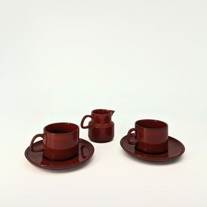 Melitta's Ceracron Red coffee cups and creamer set | Vintage mid-century | The Lake