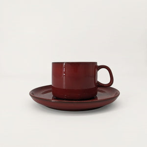 Melitta's Ceracron Red coffee cups and creamer set | Vintage mid-century | The Lake