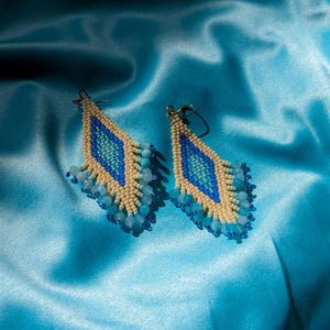 Boucles d'oreilles BAASHKAABIGWANII Medium Pêche et Bleu