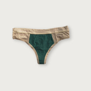 Beige TENCEL™ Thong with Smartcel Sensitive inside-front | Huha Undies