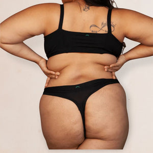 Black TENCEL™ Thong with Smartcel Sensitive XL fit back | Huha Undies