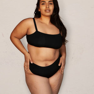 Black TENCEL™ Thong with Smartcel Sensitive XL fit front | Huha Undies