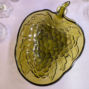 Indiana Green Grape Glass Embossed Serving Bowl