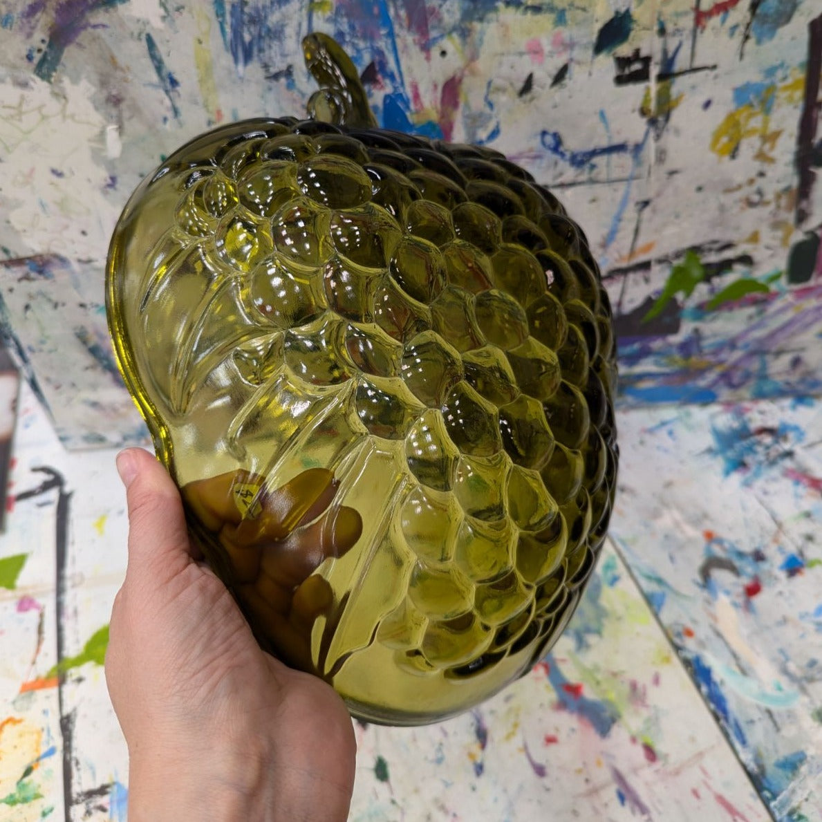 Indiana Green Grape Glass Embossed Serving Bowl