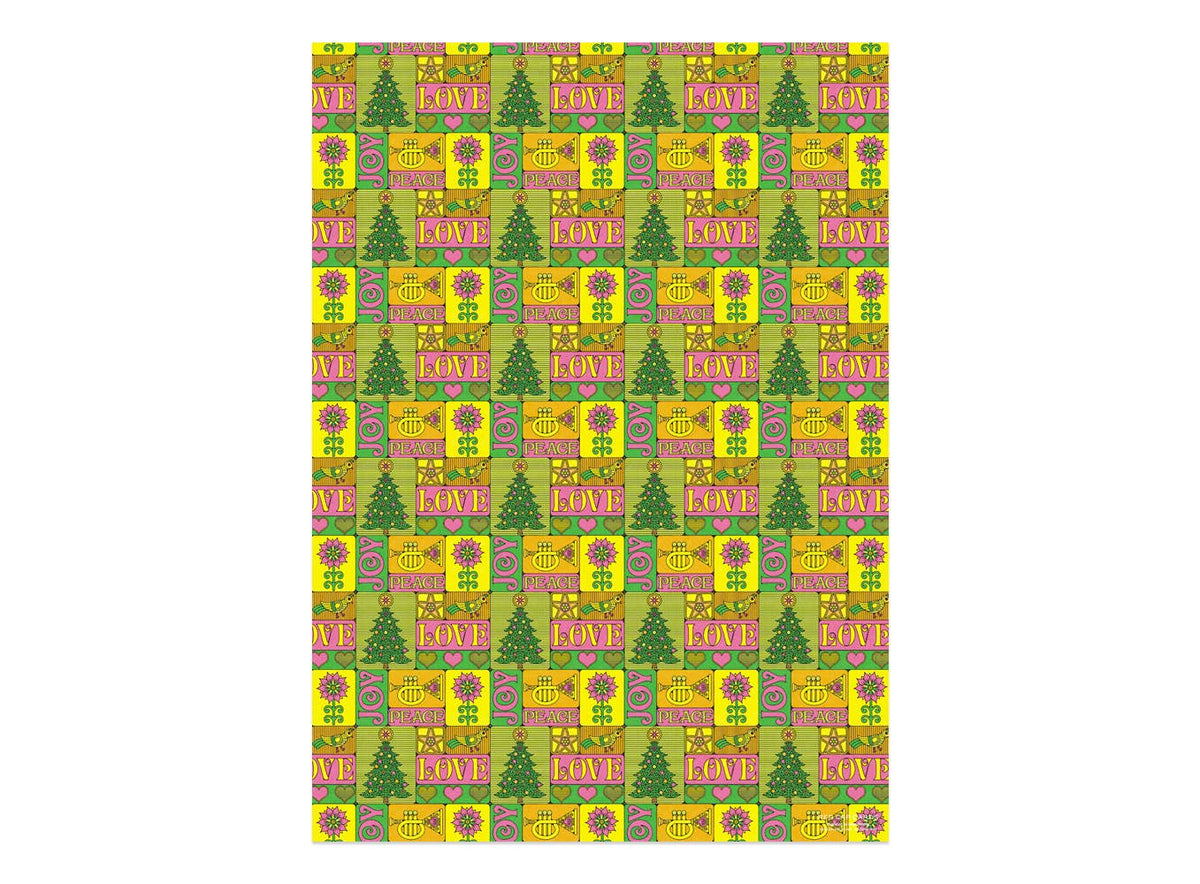 Rouleaux de papier d'emballage de vacances Paix, Amour et Joie