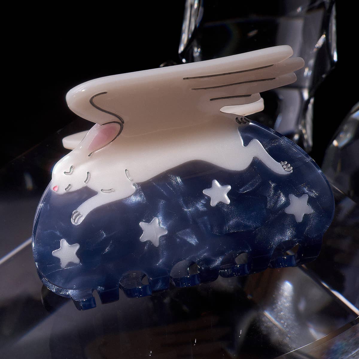 Winona Irene Lepus Claw | Clear blue cellulose acetate hair claw | The Lake