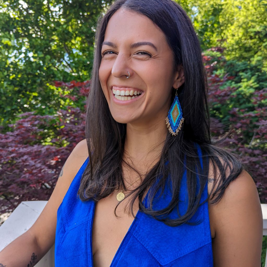 Blue Blossom Large BAASHKAABIGWANII earrings