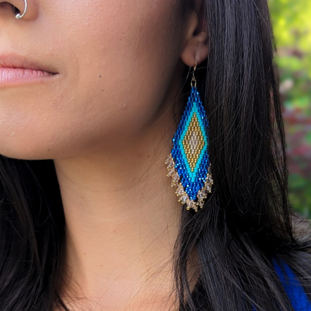 Blue Blossom Large BAASHKAABIGWANII earrings