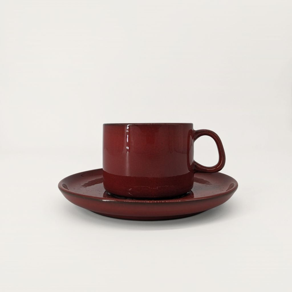 Melitta's Ceracron Red coffee cups and creamer set | Vintage mid-century | The Lake