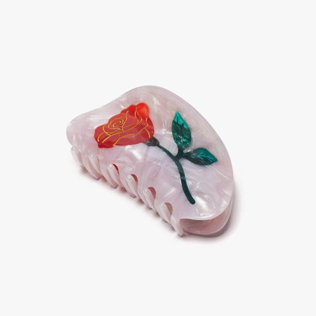 Wynona Irene&#39;s Belle Claw | Acetate hair claw with single-stemmed red rose | The Lake