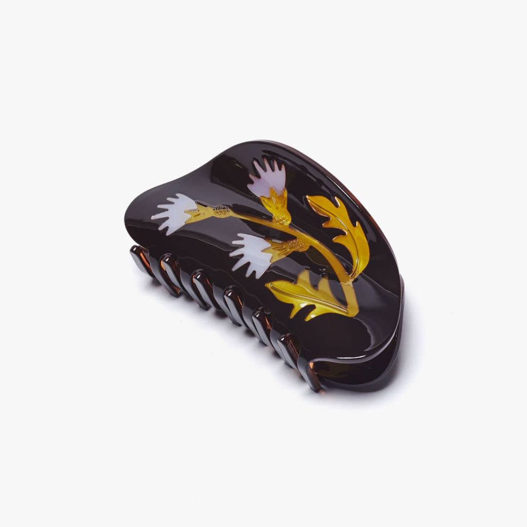 Wynona Irene&#39;s Milk Thistle Claw | Black acetate hair claw with milk thistle flower  | The Lake
