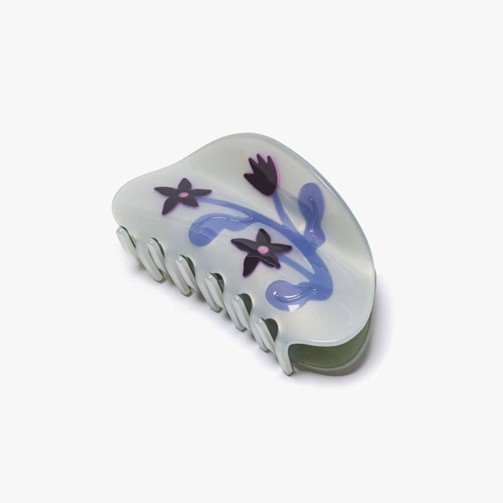Wynona Irene&#39;s Nightshade Claw | White acetate hair claw with nightshade flower  | The Lake