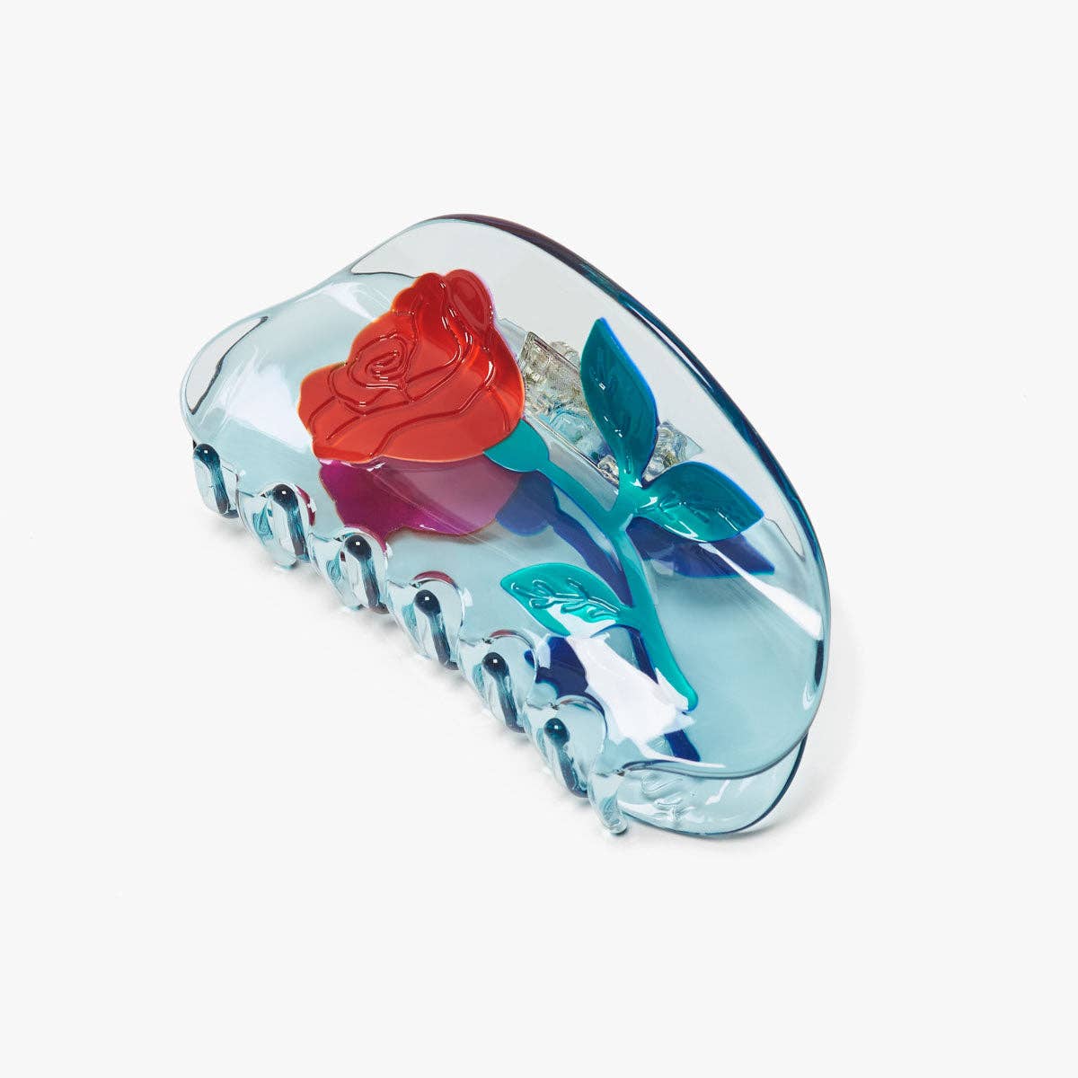 Winona Irene Red Rose Hair Claw blue crystal-clear acetate | The Lake