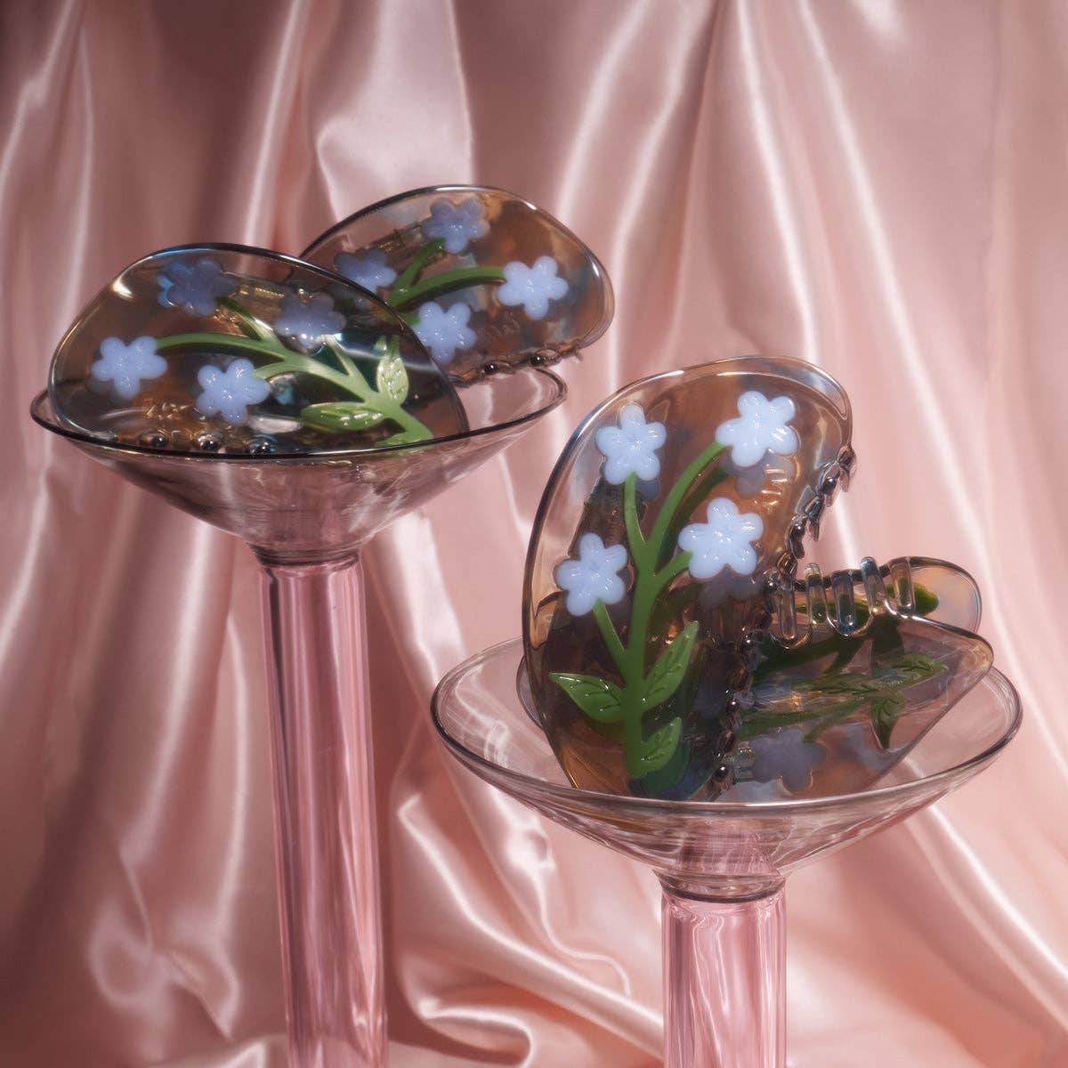 Winona Irene Forget-Me-Not Claw | Cellulose acetate hair claw with flowers | The Lake