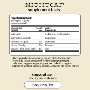 Alice Nightcap mushroom chocolates  Nutrition Facts | The Lake