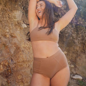 Earth Beige TENCEL™ High-Waisted Brief Lite large fit | Huha Undies