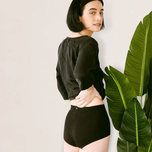 Black TENCEL™ High-Waisted Brief with Smartcel Sensitive XS fit | Huha Undies