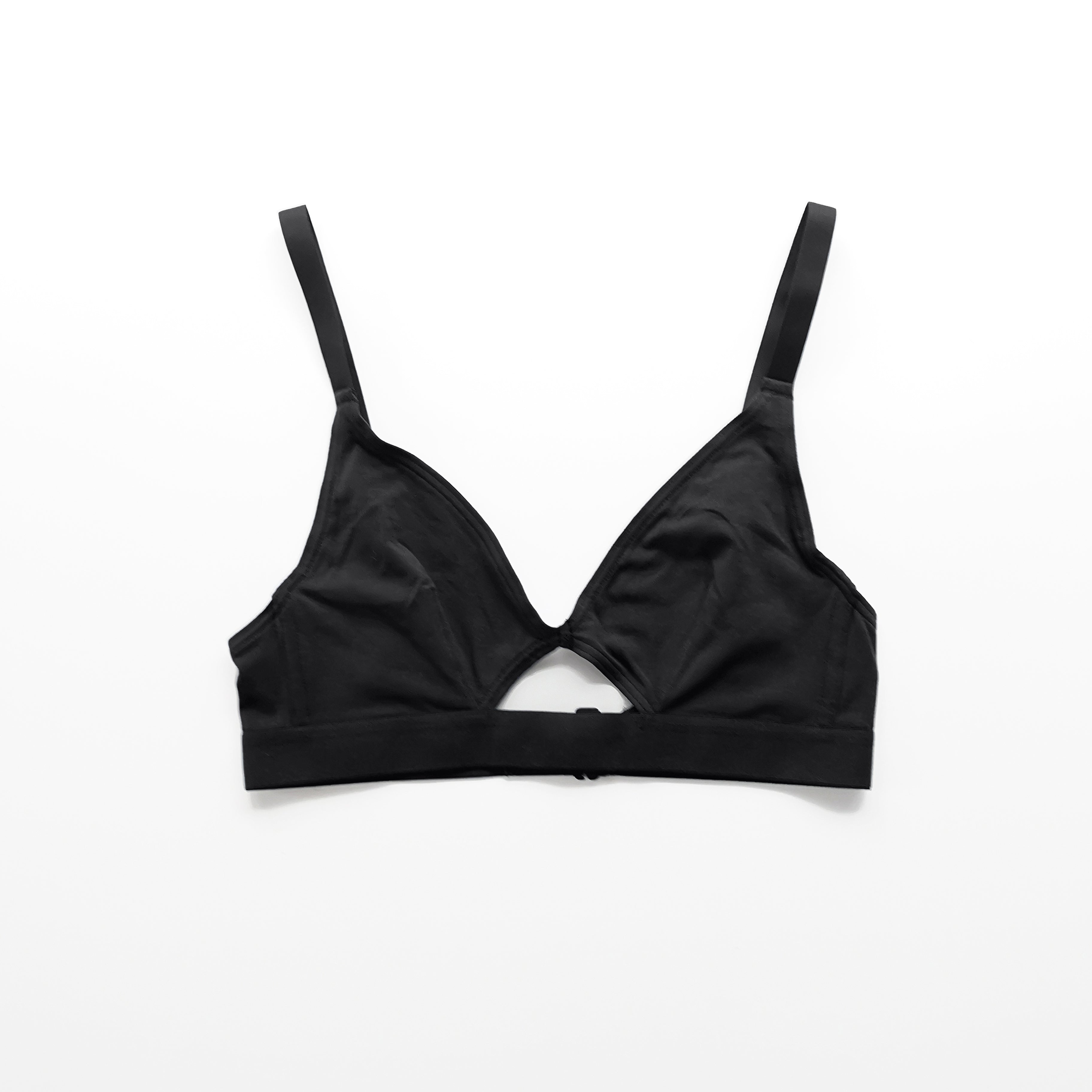Nude Label Cut-Out Bralette with Wide Strap in Black - The Lake