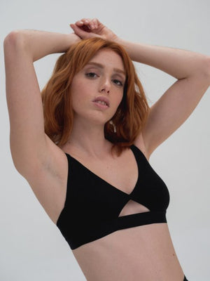 Nude Label Cut Out Bralette in Black - The Lake
