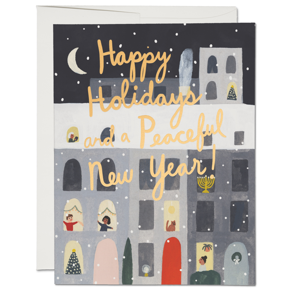 City Snow holiday greeting card | Red Cap Cards | The Lake
