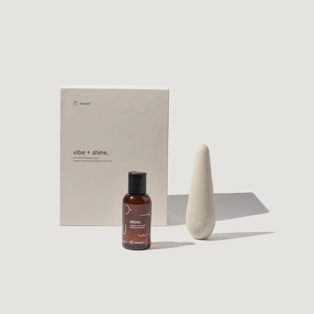 Gift Set with Maude&#39;s best-selling Vibe and travel Shine personal lubricant. 